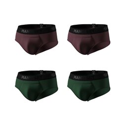 Комплект трусов Anatomic Briefs w/fly Black Series, темно-зеленый/марсала 4 шт
