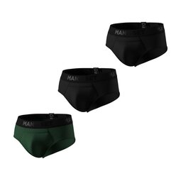 Комплект трусов Anatomic Briefs w/fly Black Series, чёрный/тёмно-зелёный, 3 шт