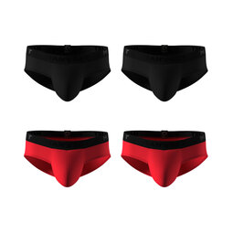 Комплект трусов Anatomic Slips no fly Black Series, чёрный/красный 4 шт