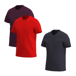 Комплект футболок для хлопчика Basic (2 U-neck + V-neck) Kids, Red Contrast