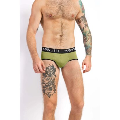 Чоловічі труси бріфи з бавовни, Anatomic Briefs, оливковий  MAN's SET вигляд 2 