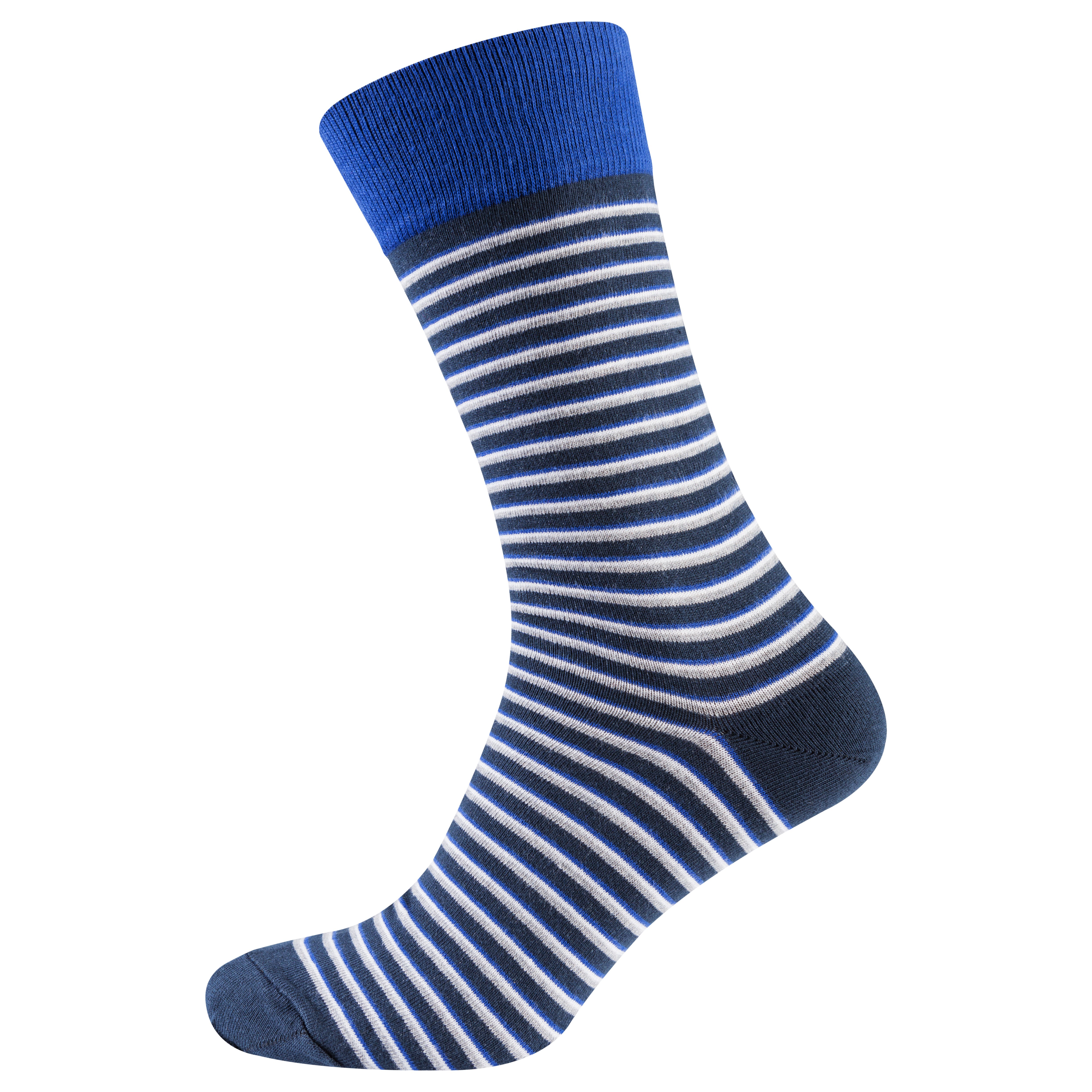 Шкарпетки чоловічі кольорові з бавовни, синя смужка MansSet - Фото 1