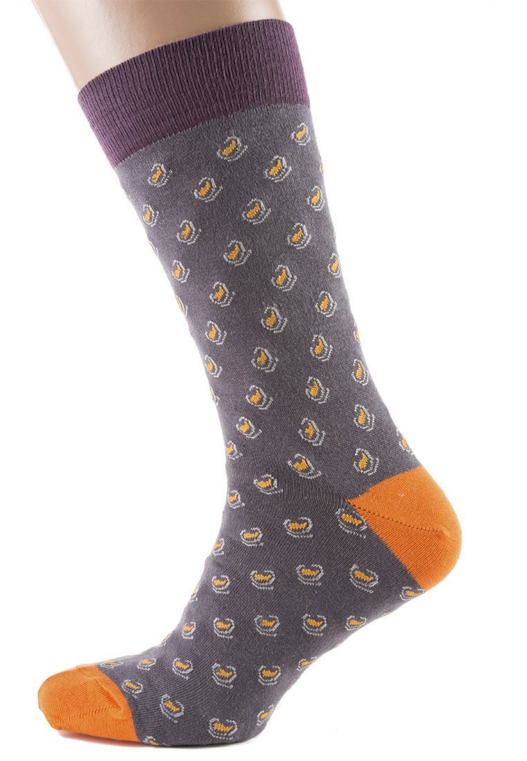 Шкарпетки чоловічі кольорові з бавовни, сірий з малюнком MansSet - Фото 1