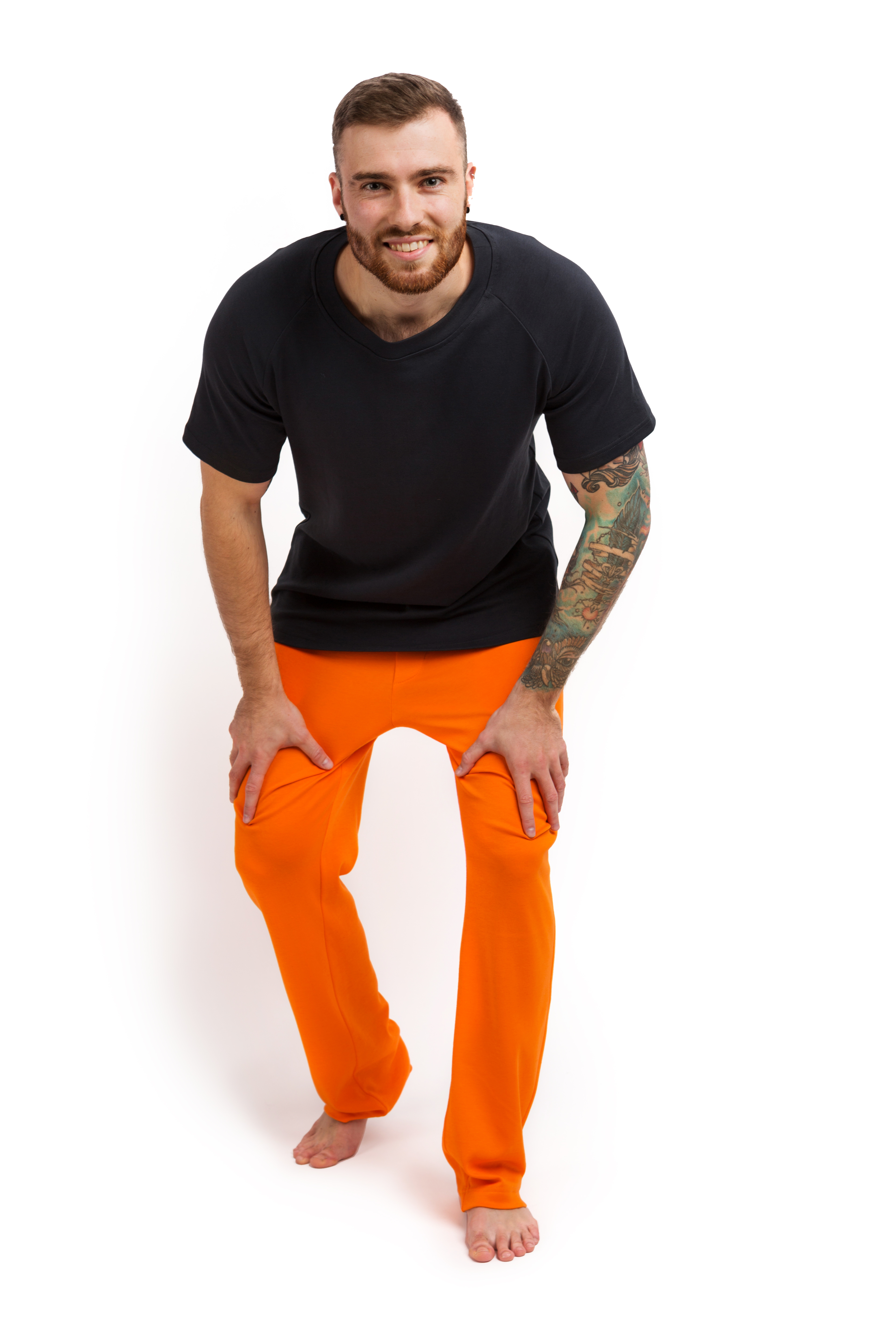 Пижама мужская (футболка и штаны) графитовый с оранжевым MansSet - Фото 2