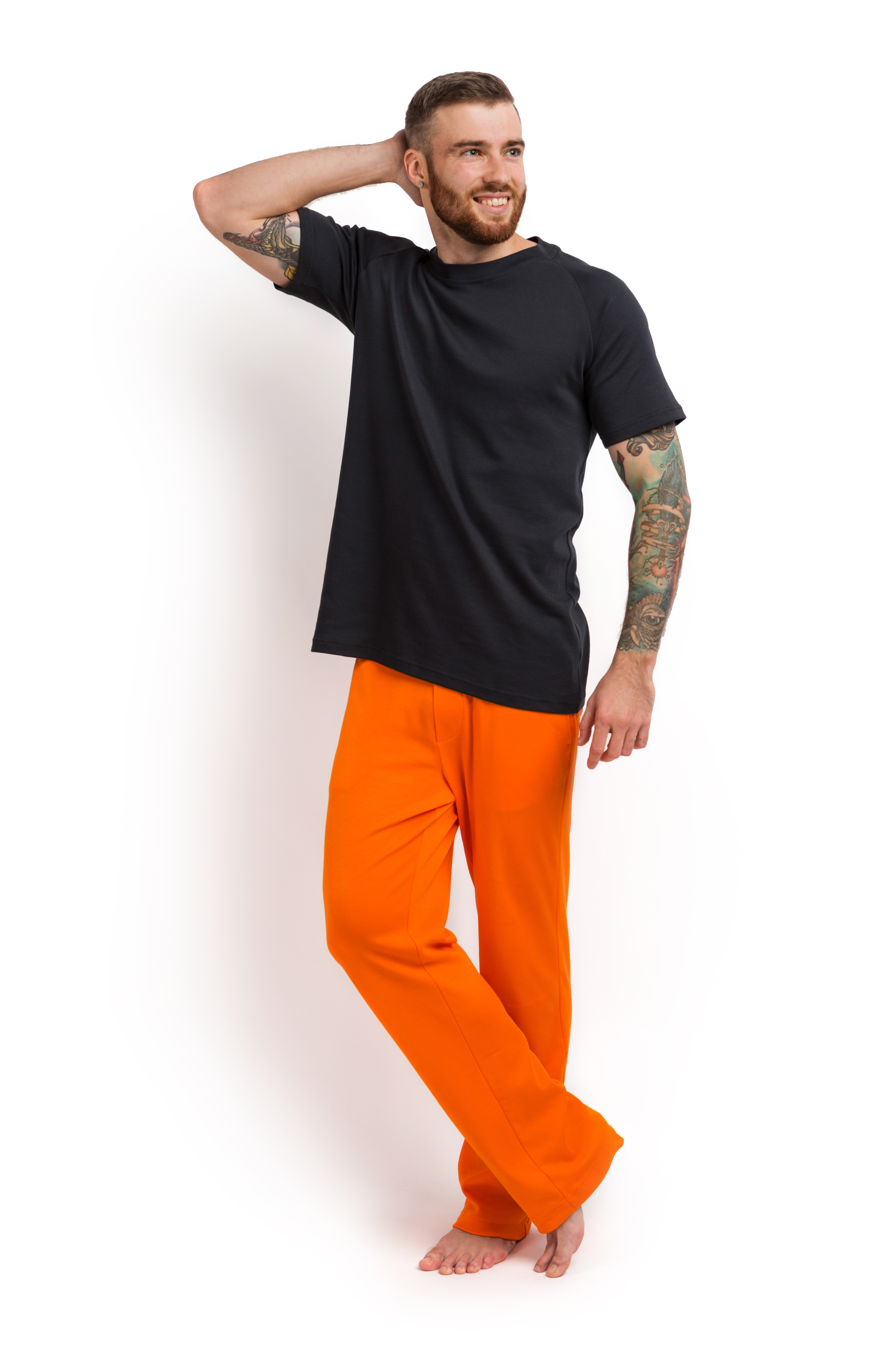Пижама мужская (футболка и штаны) графитовый с оранжевым MansSet - Фото 3
