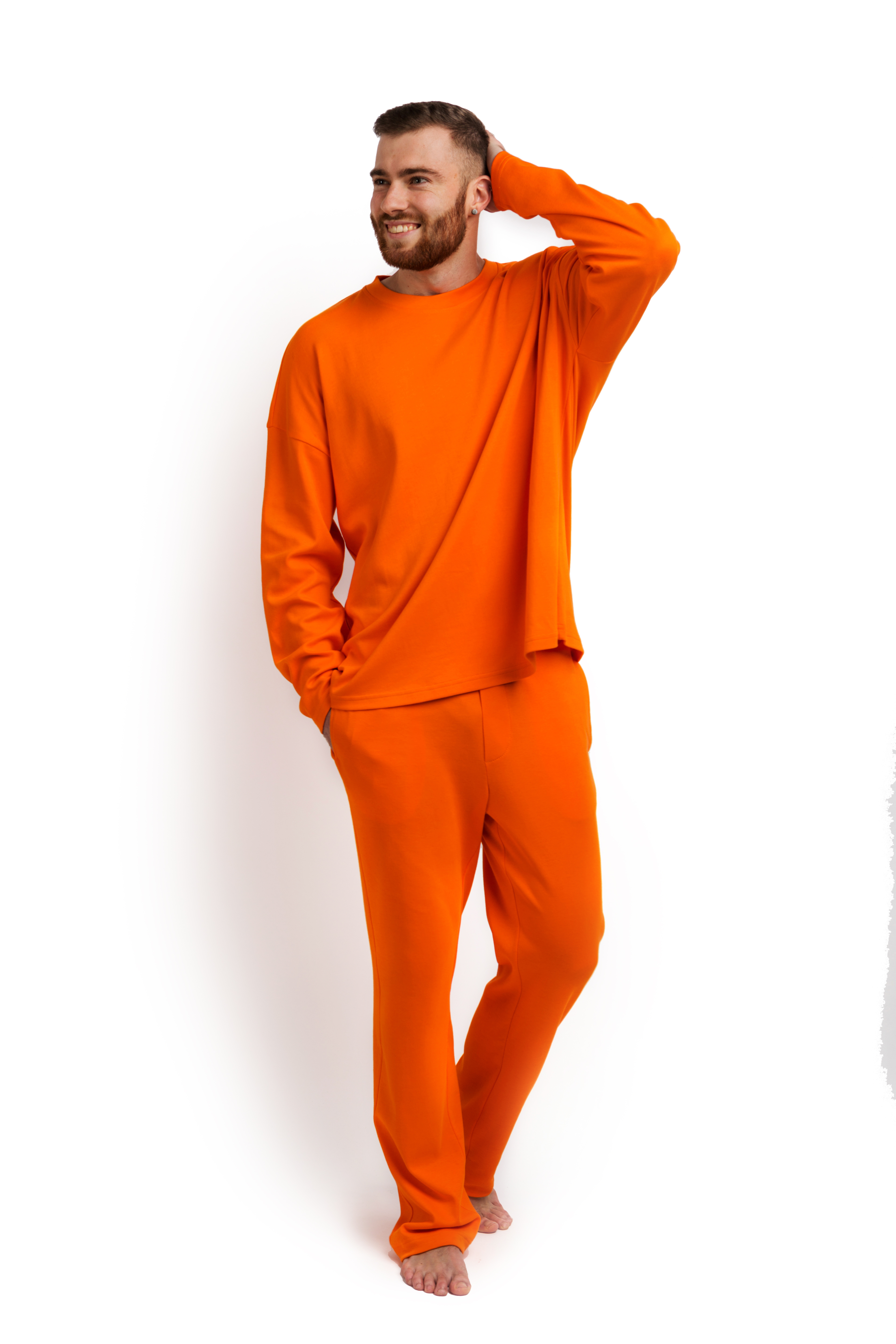 Пижама мужская (лонгслив и брюки) оранжевая XXL-XXXL MansSet - Фото 2