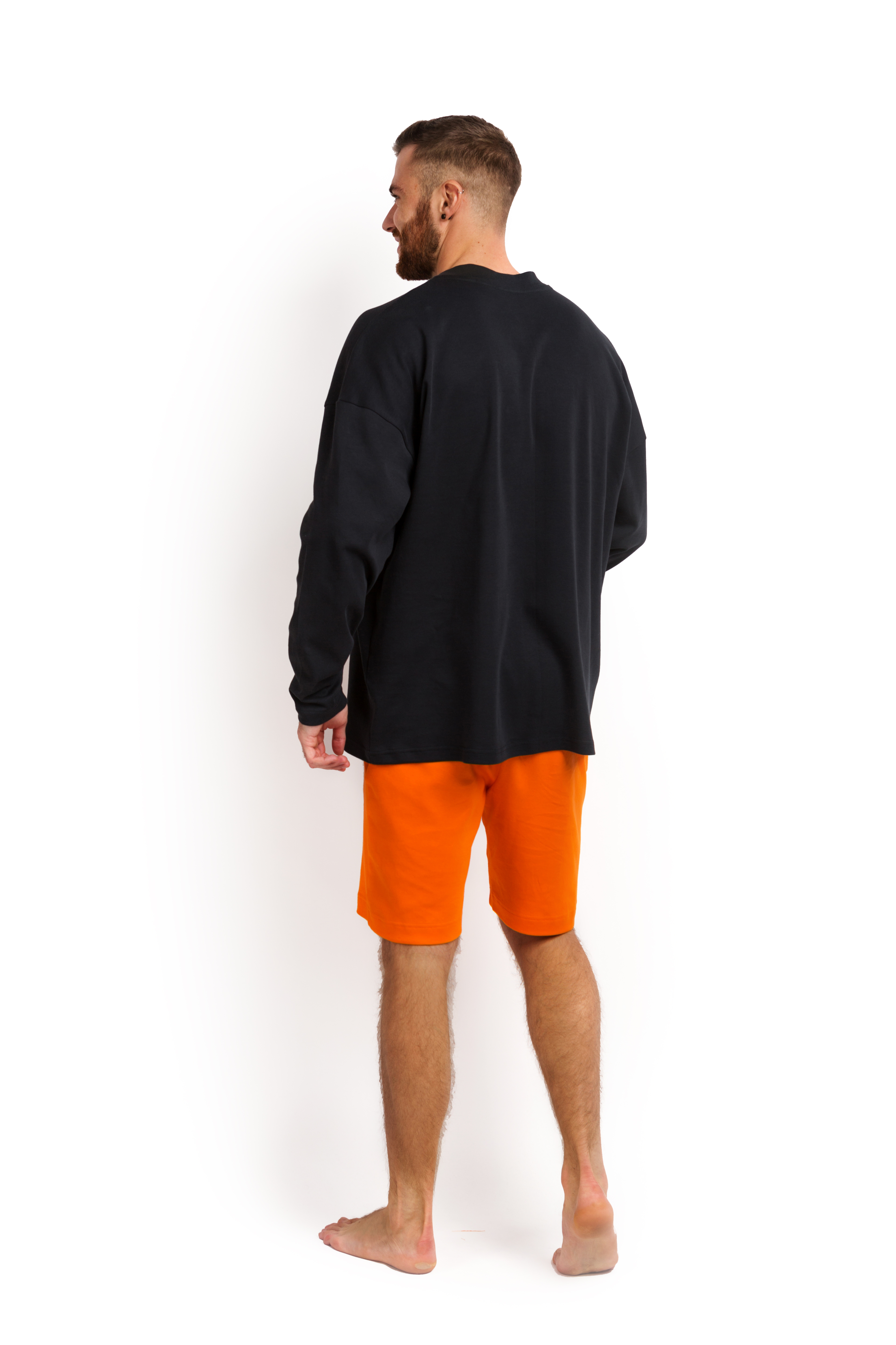 Пижама мужская (лонгслив и шорты) графитовый с оранжевым XXL-XXXL MansSet - Фото 2