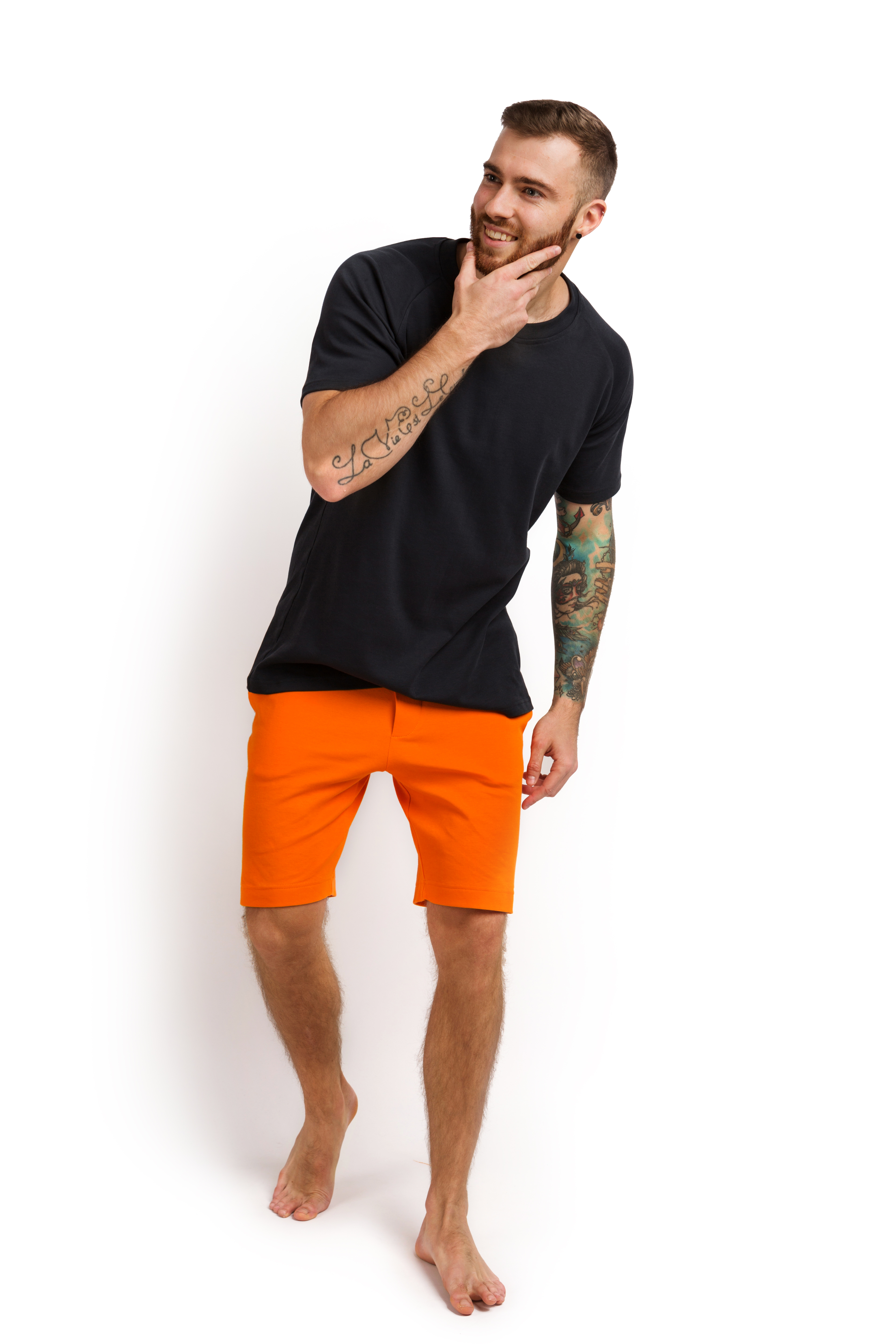Пижама мужская (футболка и шорты) графитовый с оранжевым MansSet - Фото 3