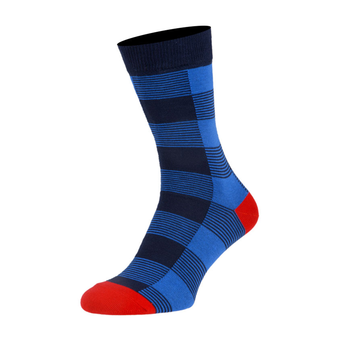 Шкарпетки чоловічі кольорові з бавовни, синя клітина MansSet - Фото 1
